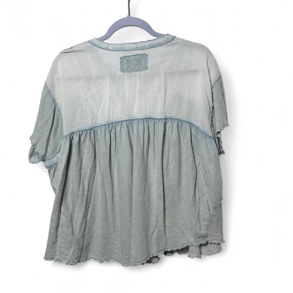 Free People WE THE FREE Women Sofia Henley Cotton/Linen Knit Top SZ L - Picture 3 of 6